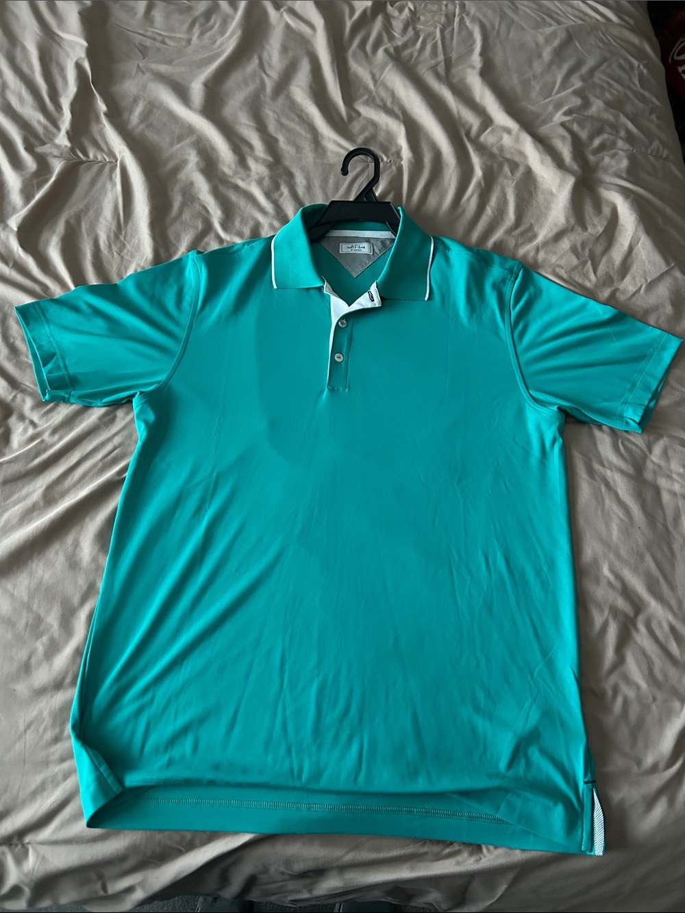 adidas Men's Teal Polo with White Contrast Trim